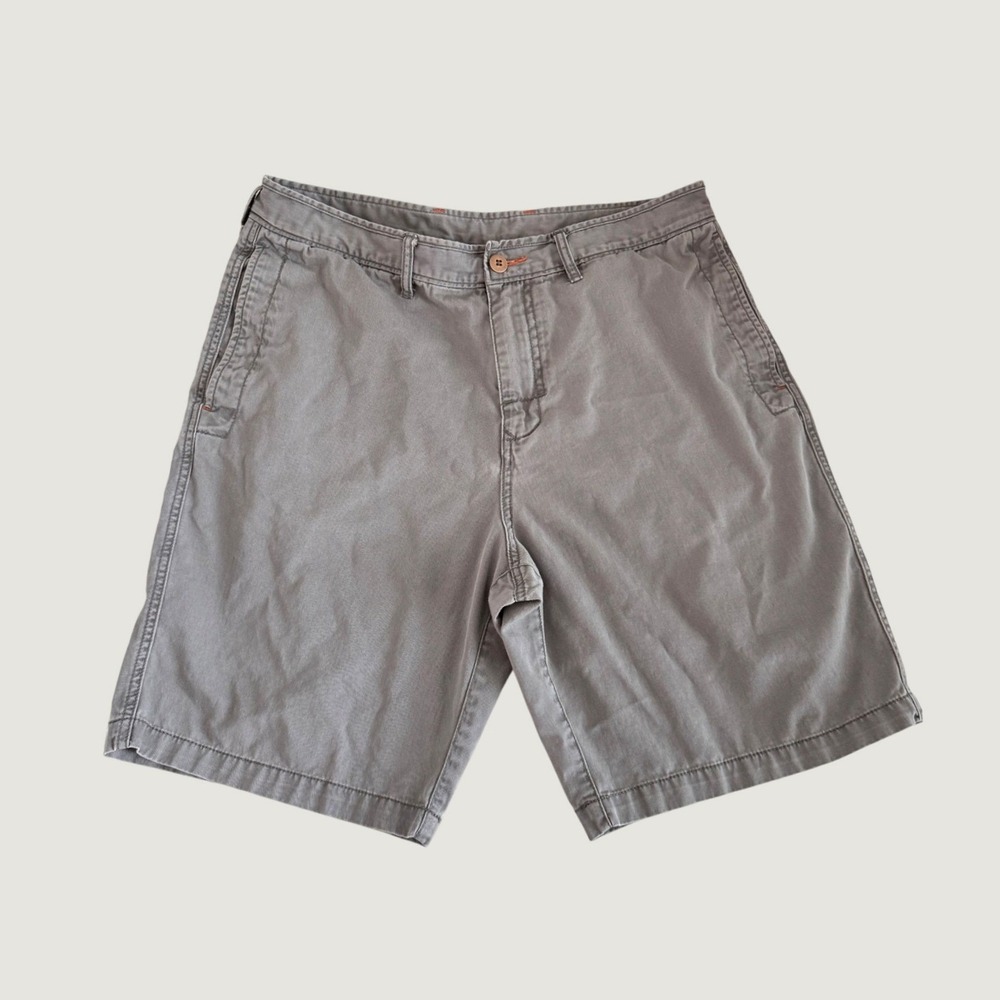 Tommy Bahama Relax Mens Gray Cotton Chino Shorts Size 36 Casual Marlin Logo